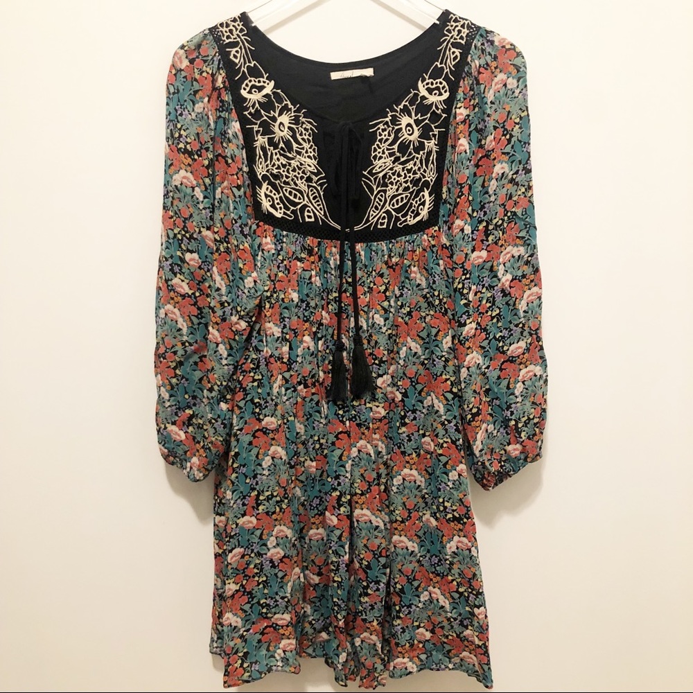 Anthropologie Floreat Ottava Bohemian Floral Peasant Dress Size XS